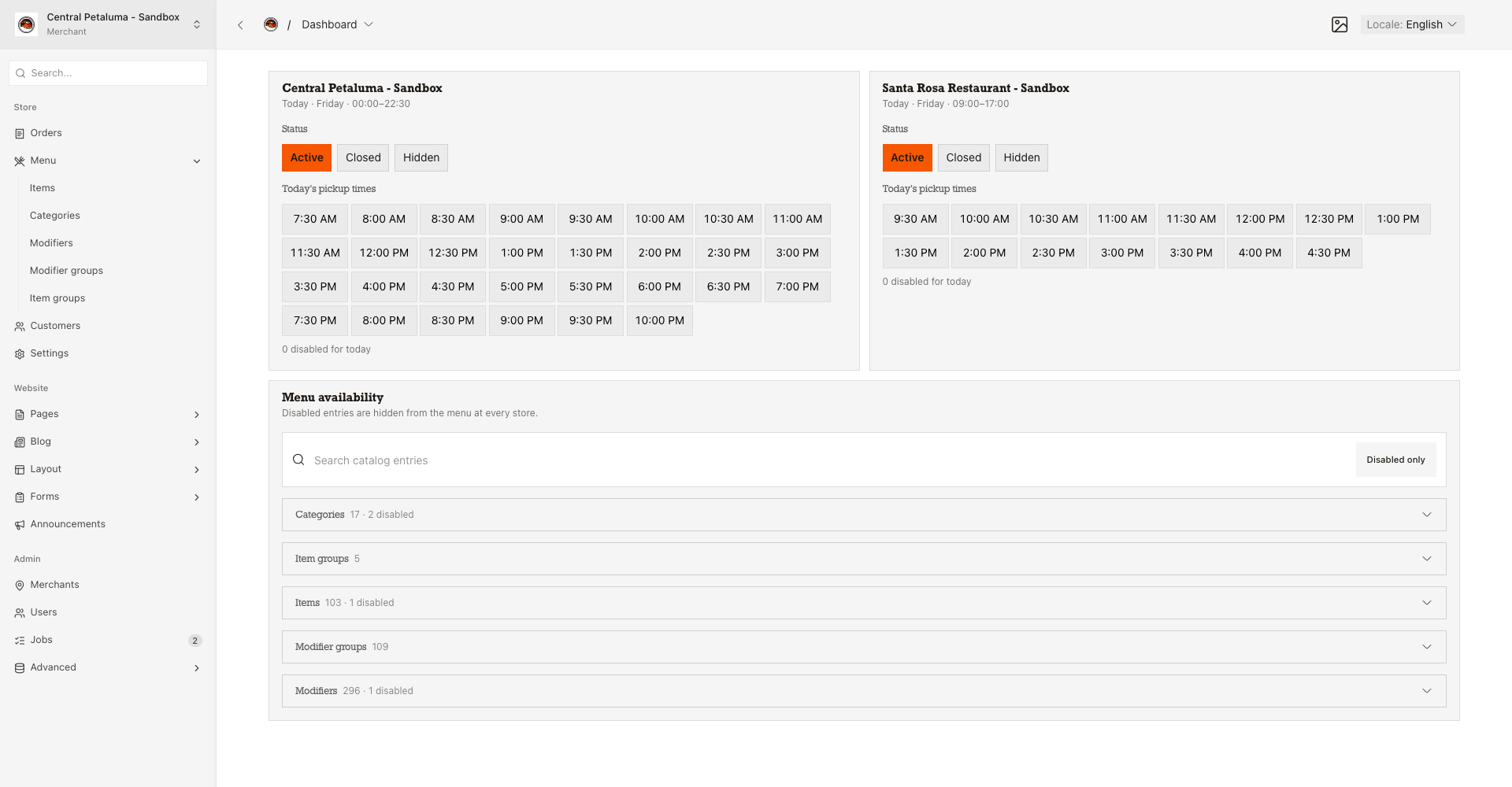Store sidebar with expanded Menu and dashboard preview.